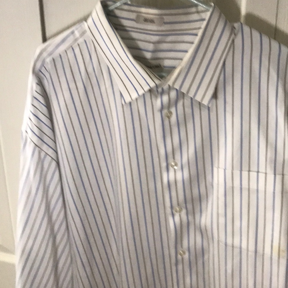 Blue, Brown & White stripped dress shirt
